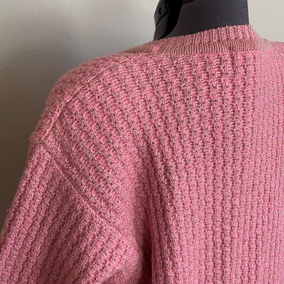 80s vintage CLASSIQUES pink gold merino wool blend oversize sweater size s/m - Picture 4 of 9